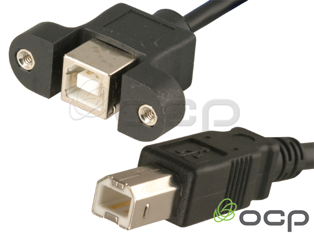 Panel Mount USB B Ext Cable Female to Male