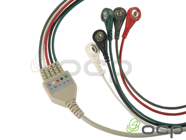 EKG Monitoring Cable with Snap Leadwires