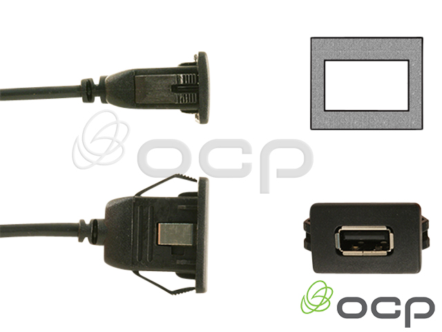 USB 2.0 “Snap in” A Female to A Male Panel Mount Cable