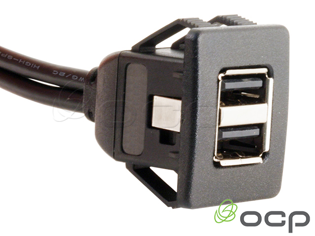 Dual USB A Female to A Male Panel Mount “Snap In” Cable