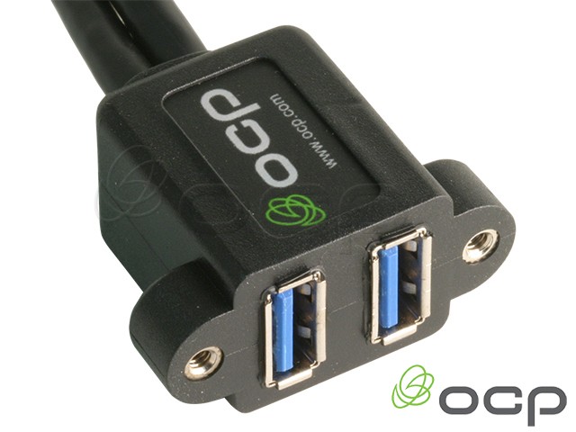 62-00204 - Dual USB A 3.0, Panel Mount Cable, Female to Male